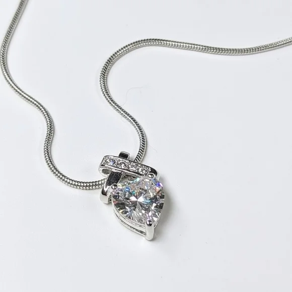 Swarovski® Crystal 6 Carat T.W. Infinity Heart Bridal Necklace • Silver Overlay - Picture 3 of 3